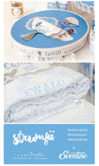 Trusou botez brodat pentru baieti cu strumfii, Clumsy  9